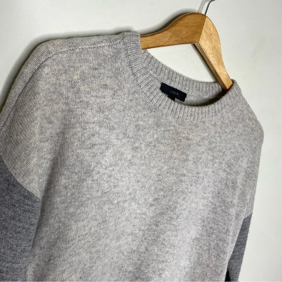J. Crew Gray Colorblock Wool Side Zip Crewneck Sweater Size Small - Picture 3 of 10